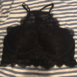 High Neck Black Lace Bralette Vs Pink